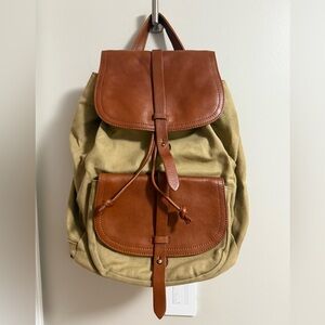 Madewell Brown and Tan Leather&Canvas Backpack